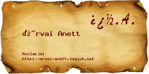 Árvai Anett névjegykártya